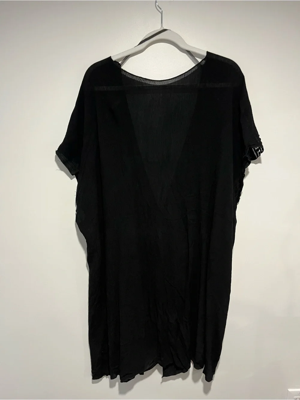 BECCA Black Plus-Size Swim Cover-Up Tunic with Tassel Trim
